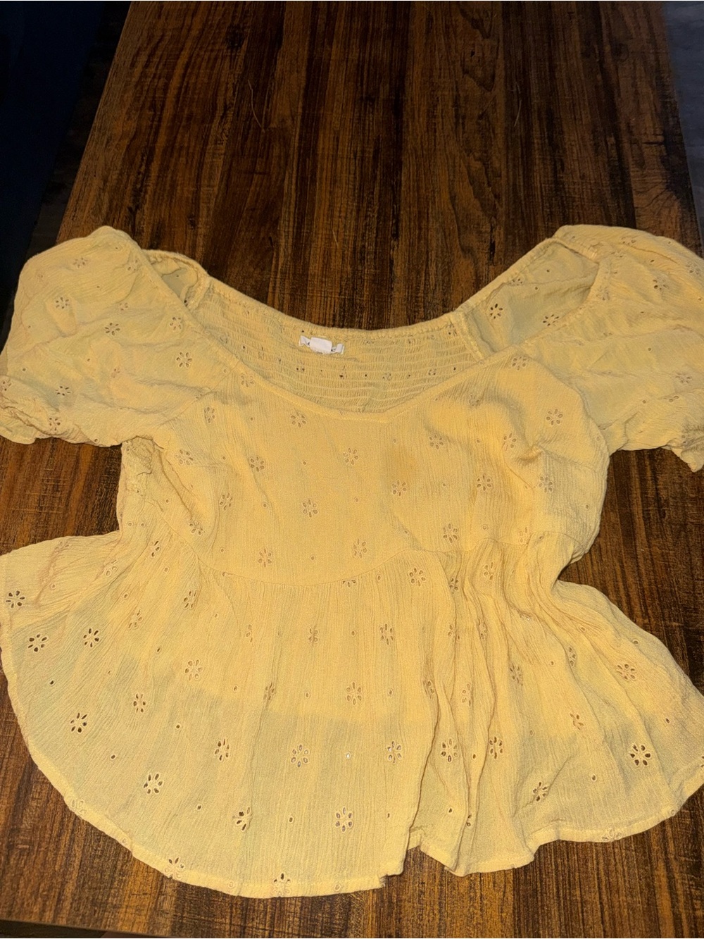 O'Neill Sunlit Yellow Eyelet Peasant Blouse